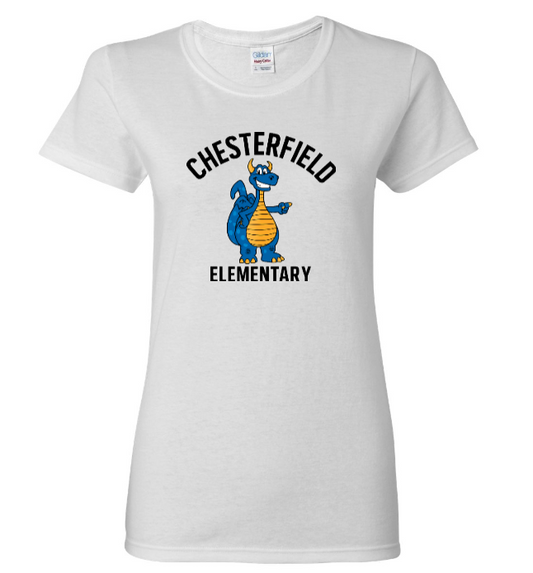 Ladies Cotton Tee – Chester the Dragon Design