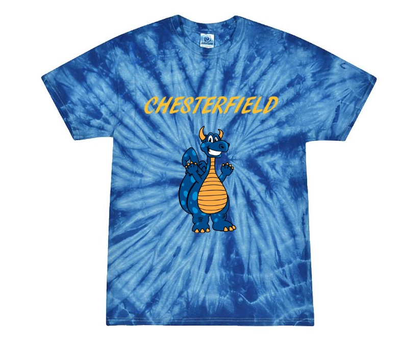 Youth Tie-Dye Tee – Royal Blue Chester the Dragon